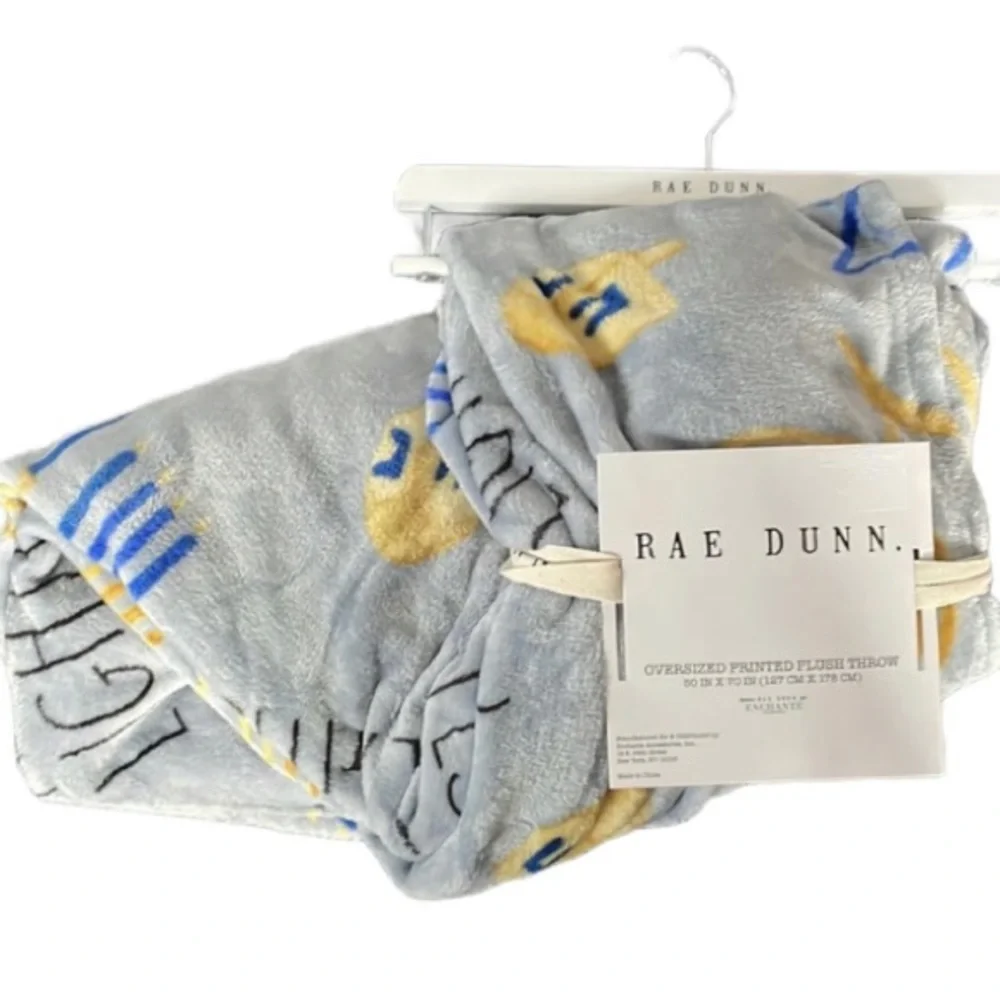RAE DUNN Hanukkah Oversized Plush Throw Blanket FESTIVAL LIGHTS  NWT
